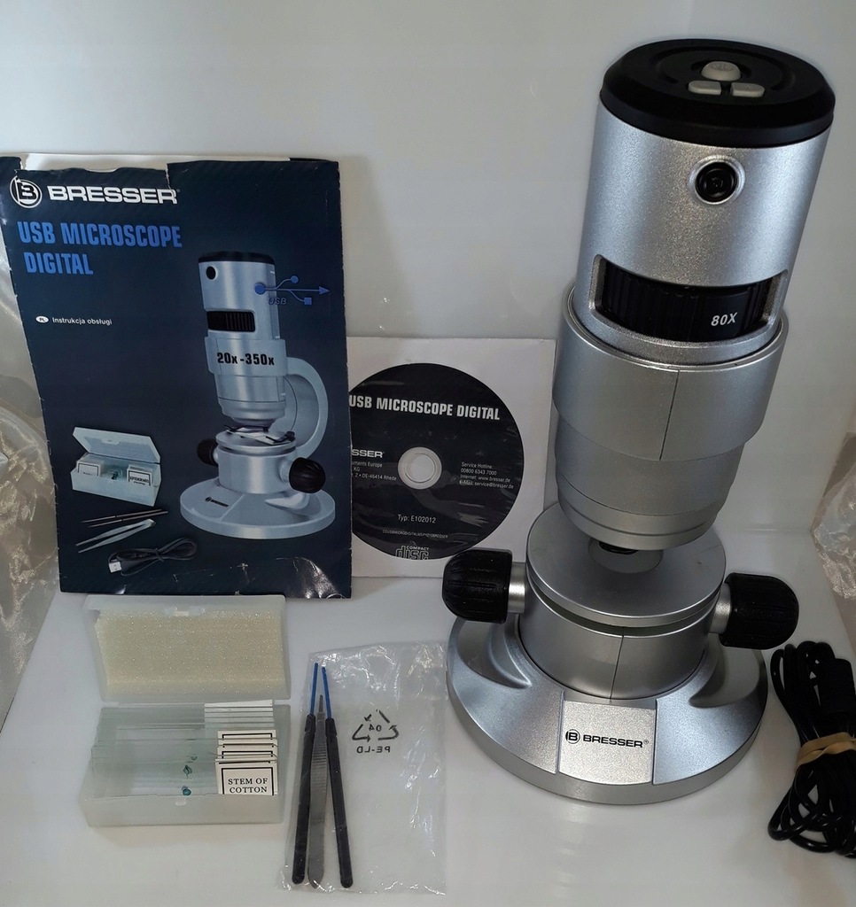 BRESSER Cyfrowy mikroskop USB 20x 350x - 7593549307 - oficjalne archiwum Allegro