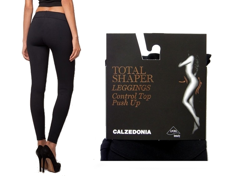 CALZEDONIA LEGGINSY TOTAL SHAPER PUSH UP CZARNE S
