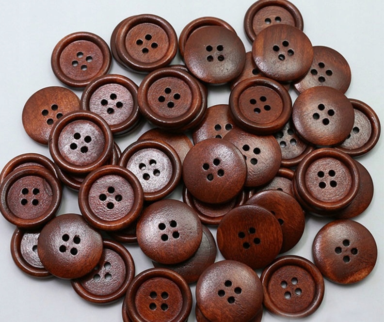 GUZIKI DREWNIANE BRĄZOWE NATURALNE GRUBE -15mm-10s