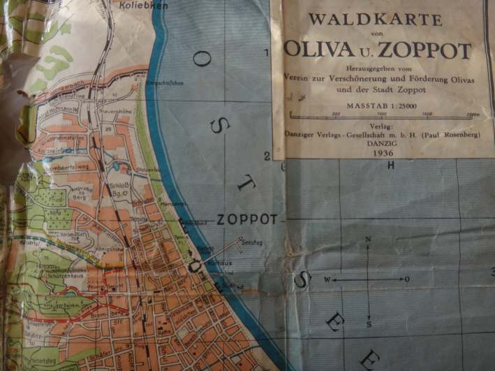 Mapa Gdańska Oliwy i Sopotu z 1936r.