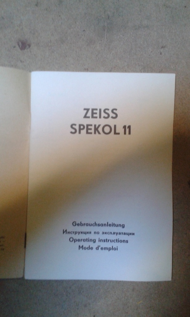 Instrukcja oryginał Spekol 11 Carl Zeiss Jena DDR