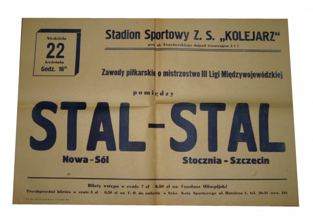 Stal Nowa-Sól Stal Stocznia-Szczecin afisz 1956