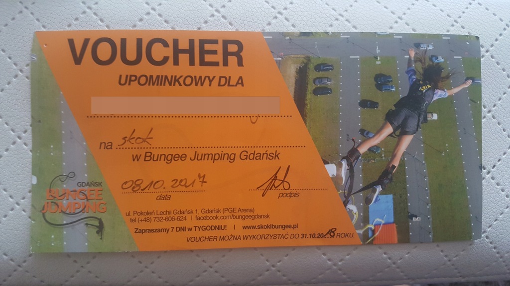 Voucher na skok na bungee Gdańsk dzień chłopaka