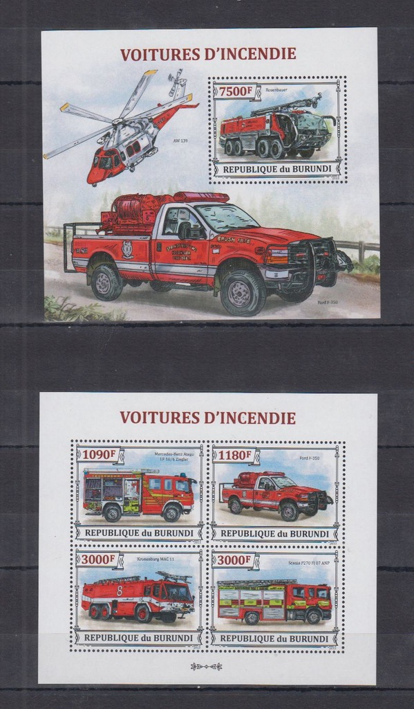 E18. MNH. Burundi, samochody strażackie