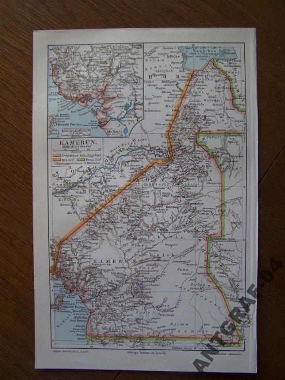 KAMERUN AFRYKA stara mapa 1897 r.