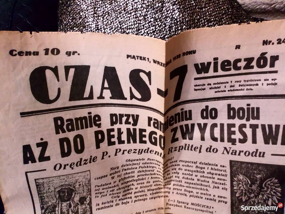 Gazeta z 1.09.1939 r  Czas-7 wieczór nr 242 orygin
