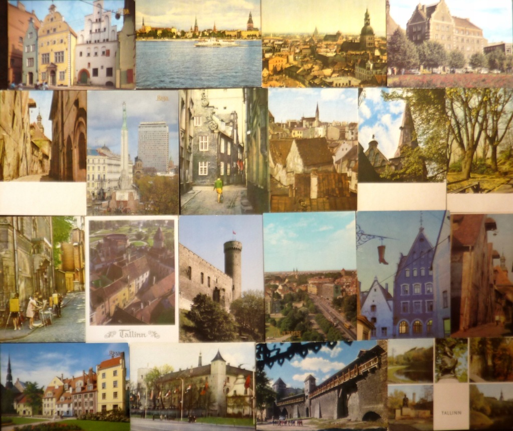 Łotwa, Estonia - 47 widokówek - pocztówki - zestaw