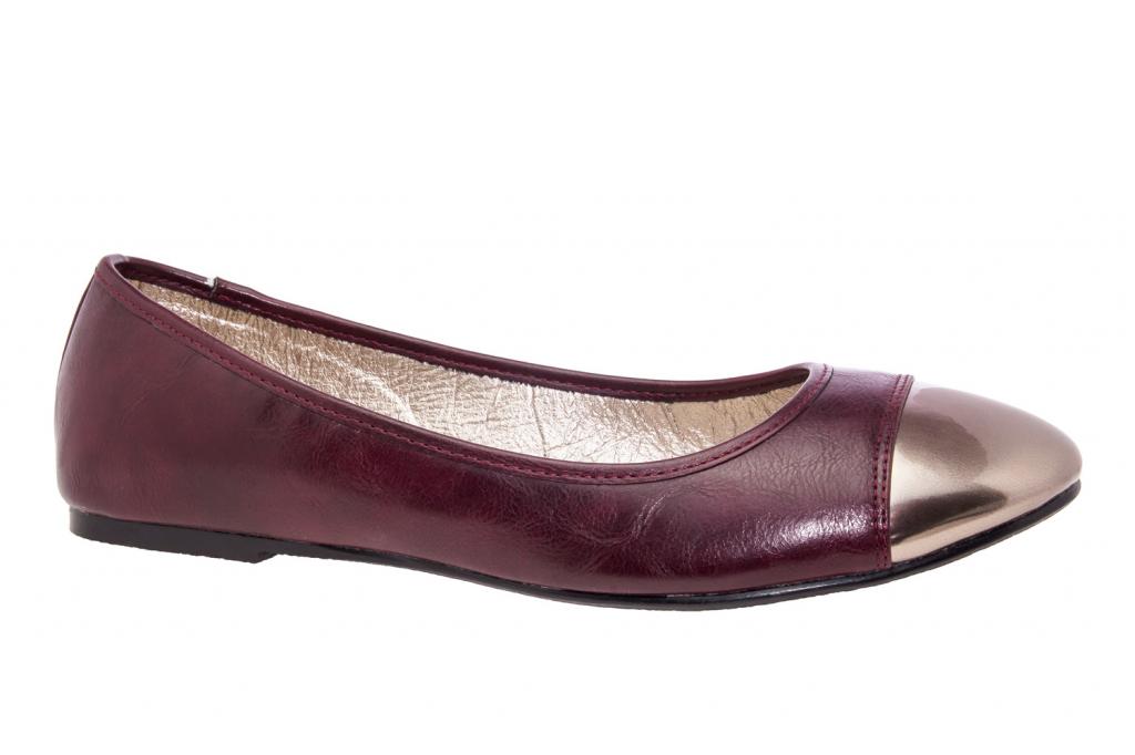 Balerinki Soft Wino z Metalowym Czubkiem 42