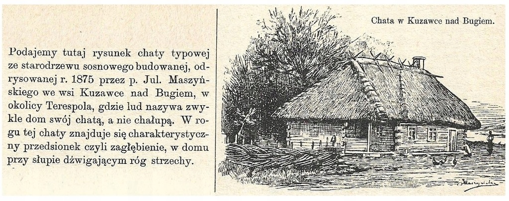 KUZAWKA BUG k. TERESPOL CHAŁUPA CHATA ARCHITEKTURA