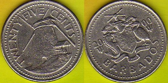 Barbados 25 Cents 2000 r.