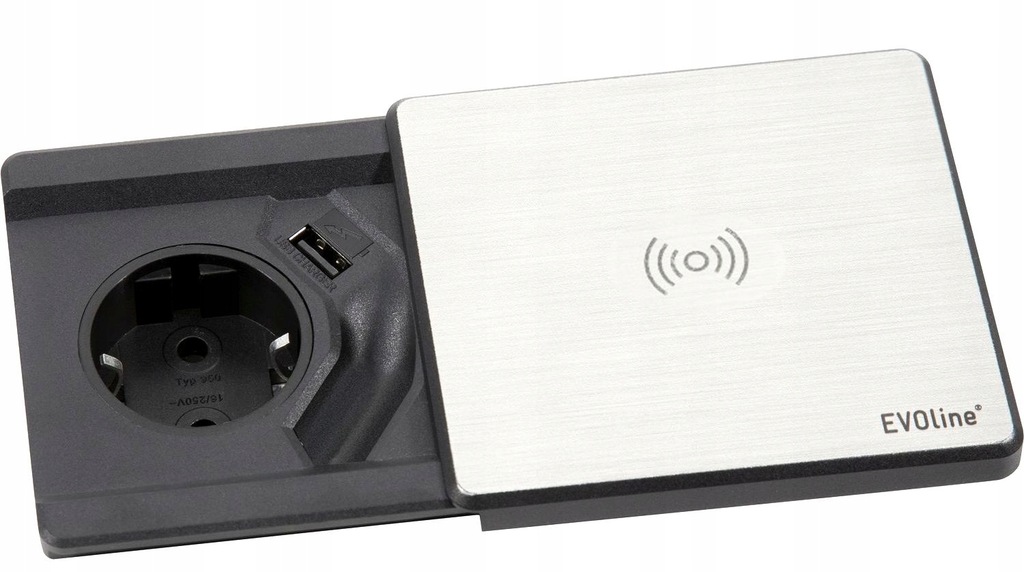 GNIAZDKO NABLATOWE EVOLINE SQUARE 80 SCHUKO + USB
