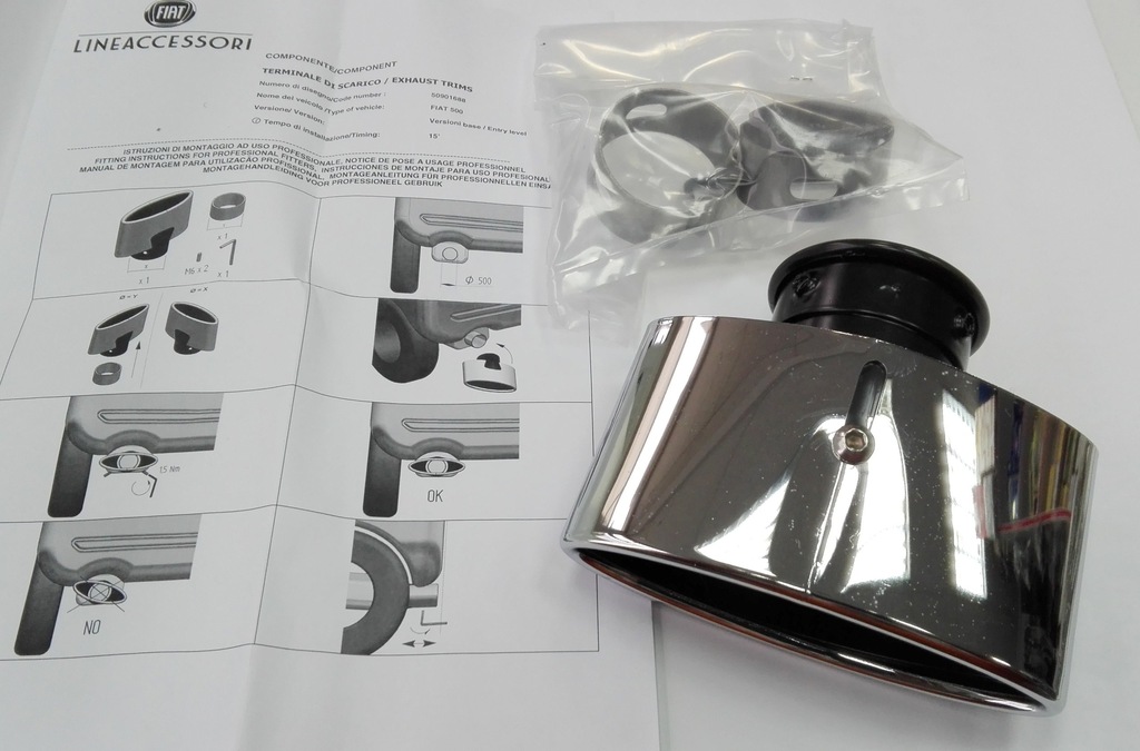 Końcówka wydechu FIAT 500 ORYG 50901688 KOMPLET