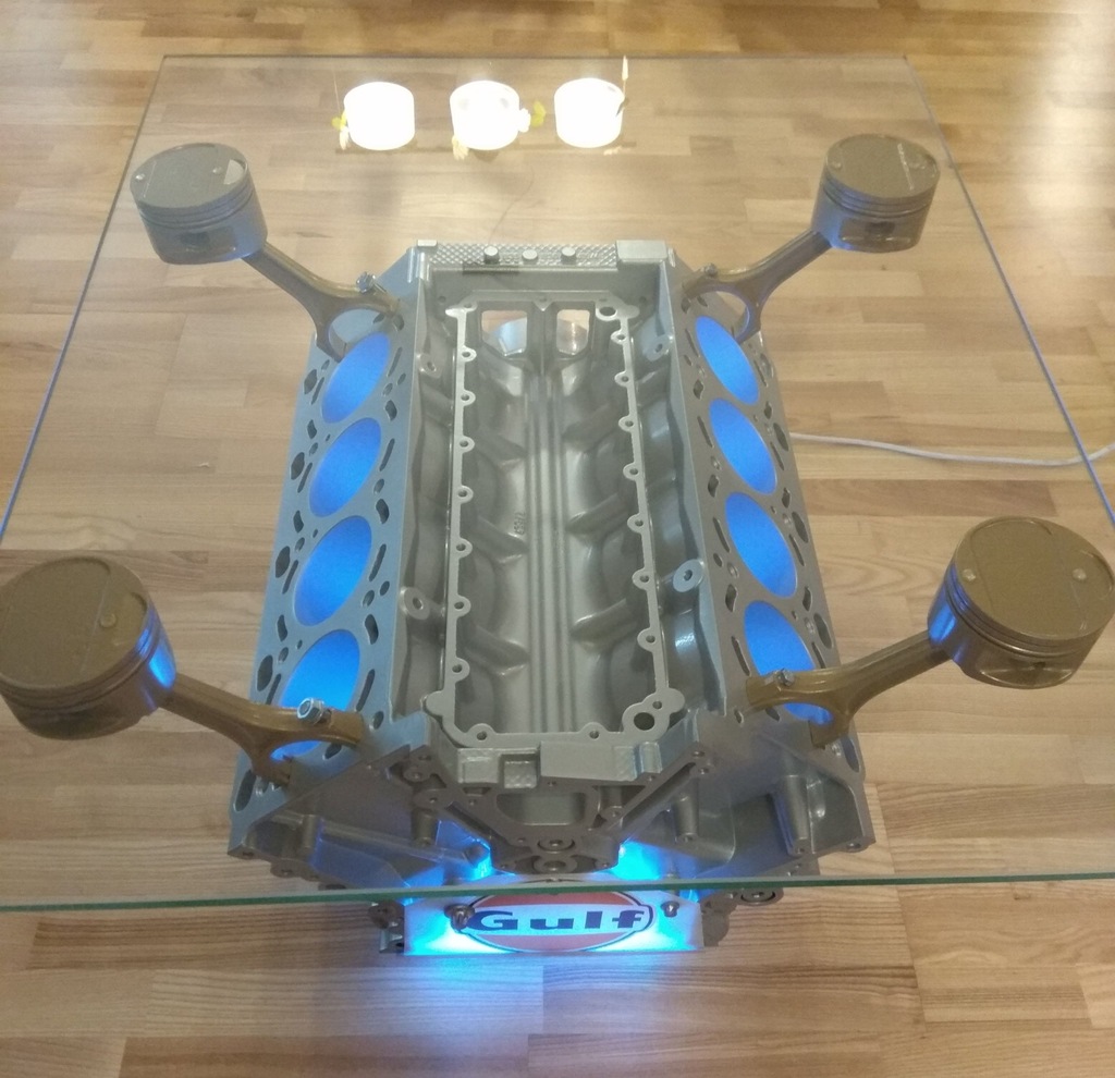 Stolik z bloku silnika V8 jedyny taki!!! LED pilot