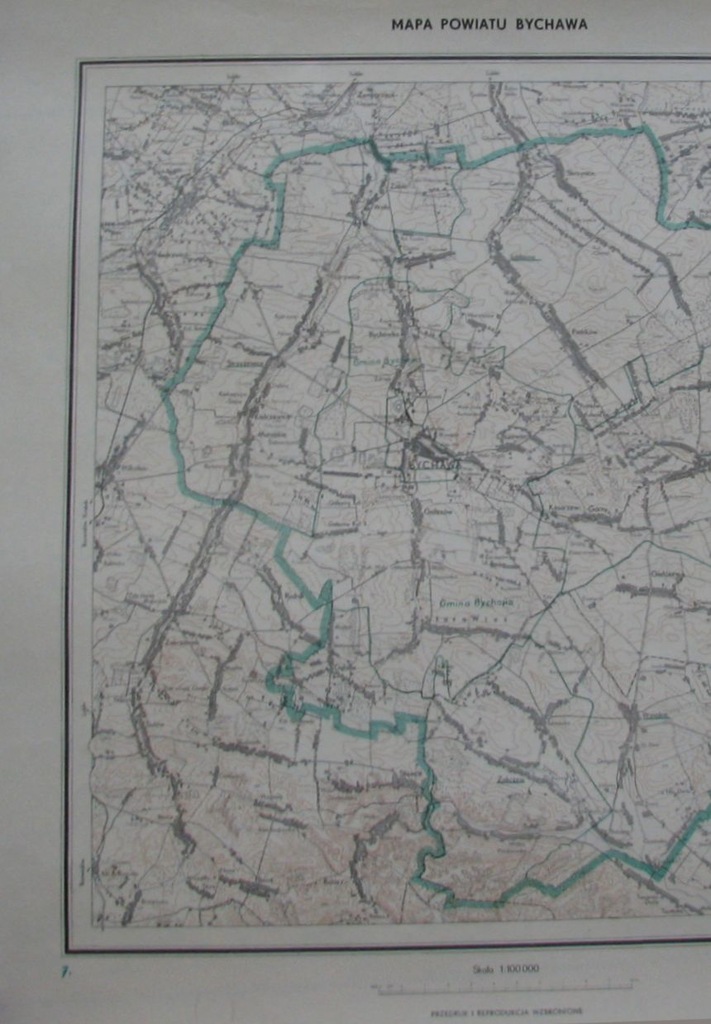 MAPA POWIATU BYCHAWA,1962
