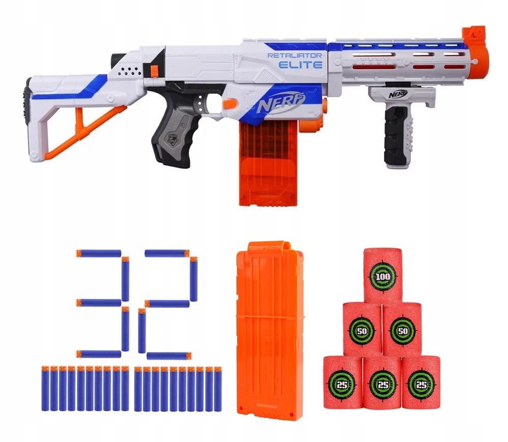NERF RETALIATOR 32 STRZAŁKI + MAGAZYNEK + CELE