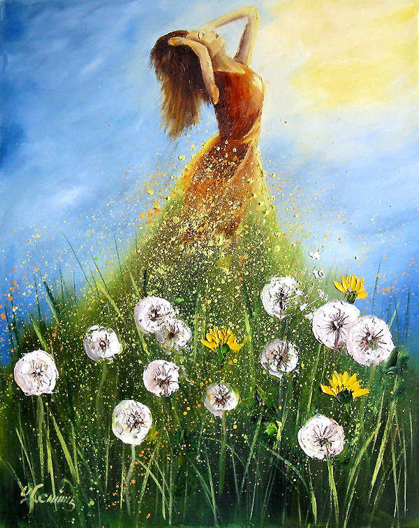 U.Lemańska LATO O ŚWICIE  obraz olejny 40x50