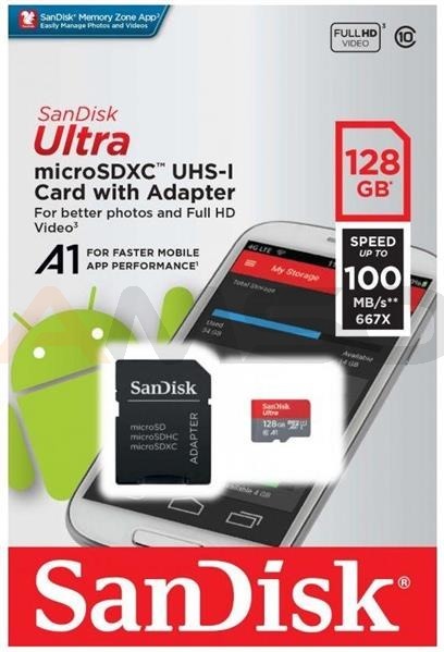 KARTA PAMIĘCI SANDISK 128 GB 100 MB/S MICRO SDXC