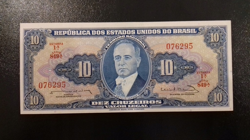 Brazylia 10 Cruzeiro 1953 r. Rzadki Banknot.!!!