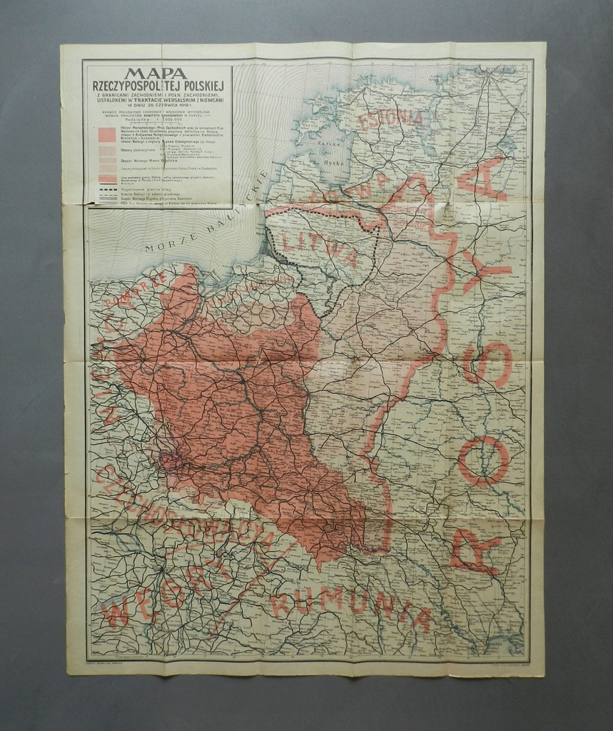 MAPA POLSKI, RZECZYPOSPOLITEJ POLSKIEJ - 1919 !!!