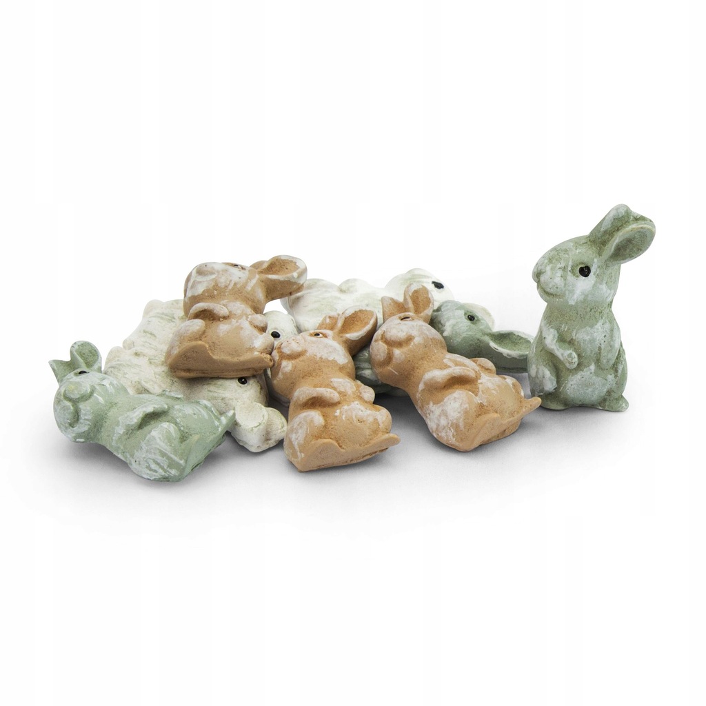 OZDOBY dekoracje WIELKANOCNE ceramiczne ZAJĄCE 9sz