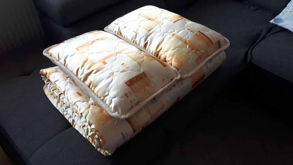 Pościel kołdra i 2x poduszka WOOLMARK wełna satyna