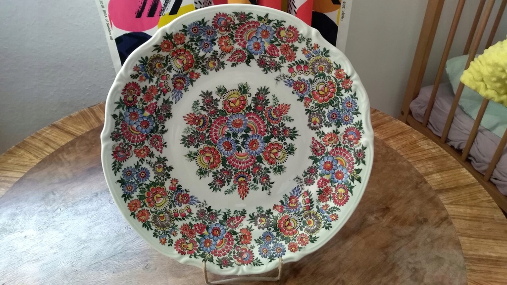Porcelana Opolska, duzy talerz, 1977 rok
