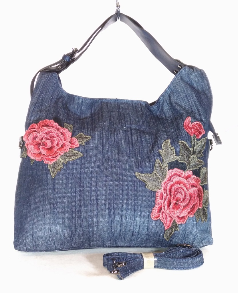 Torebka JEANSOWA kwiaty 3D SHOPPER jeans ZARKA A4