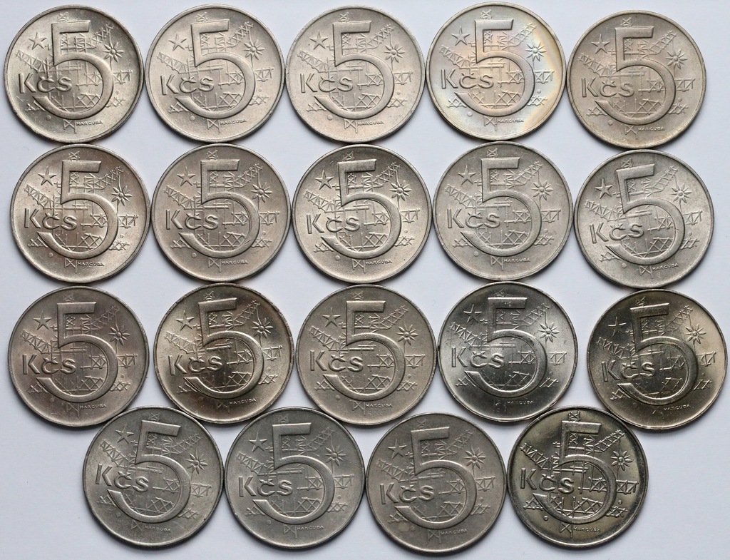 9371. Czechosłowacja, 5 koron 1966-1992 (19szt)