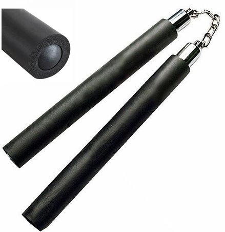Piankowe nunchaku na łańcuchu nunczako 30cm CZARNE