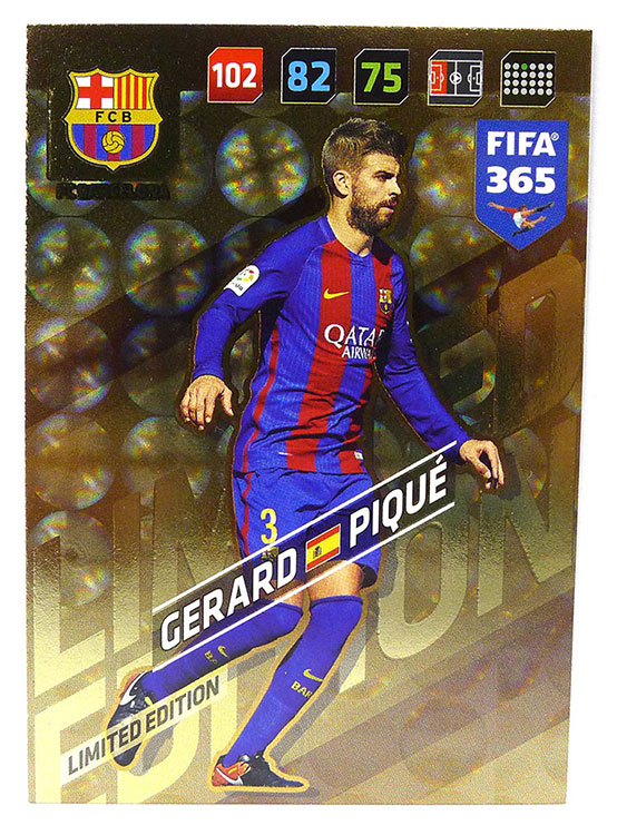 Gerard Pique FC Barcelona 2018 Panini Adrenalyn XL FIFA 365 EXCLUSIVE  LIMITED EDITION Card! Awesome Special Great Looking Card Imported from  Europe! Shipped in Ultra Pro Top Loader! WOWZZER! at 's Sports