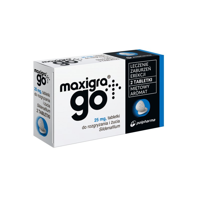 Maxigra Go 25 mg, tabl. do rozgr. i żucia, 2 szt.