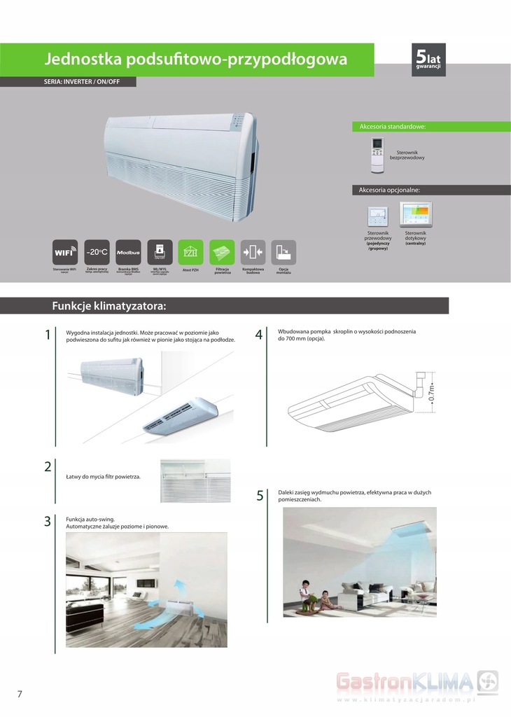 Klimatyzator Podsufitowy Chigo Inverter Moc Kw