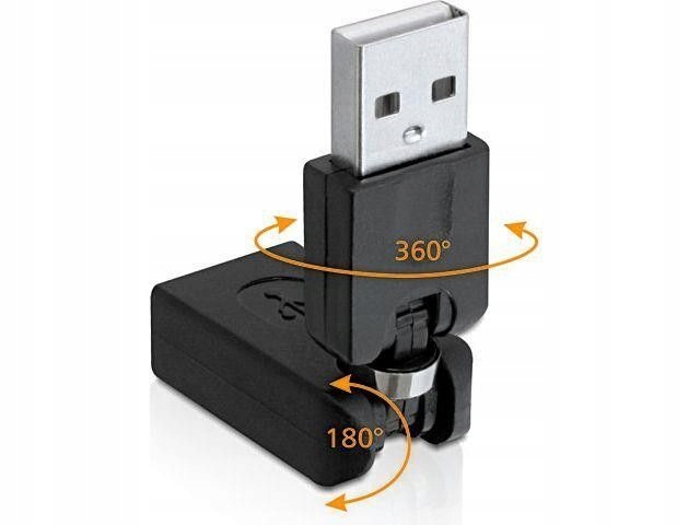 Delock Adapter USB (AM) - USB (AF) kątowy 360/180
