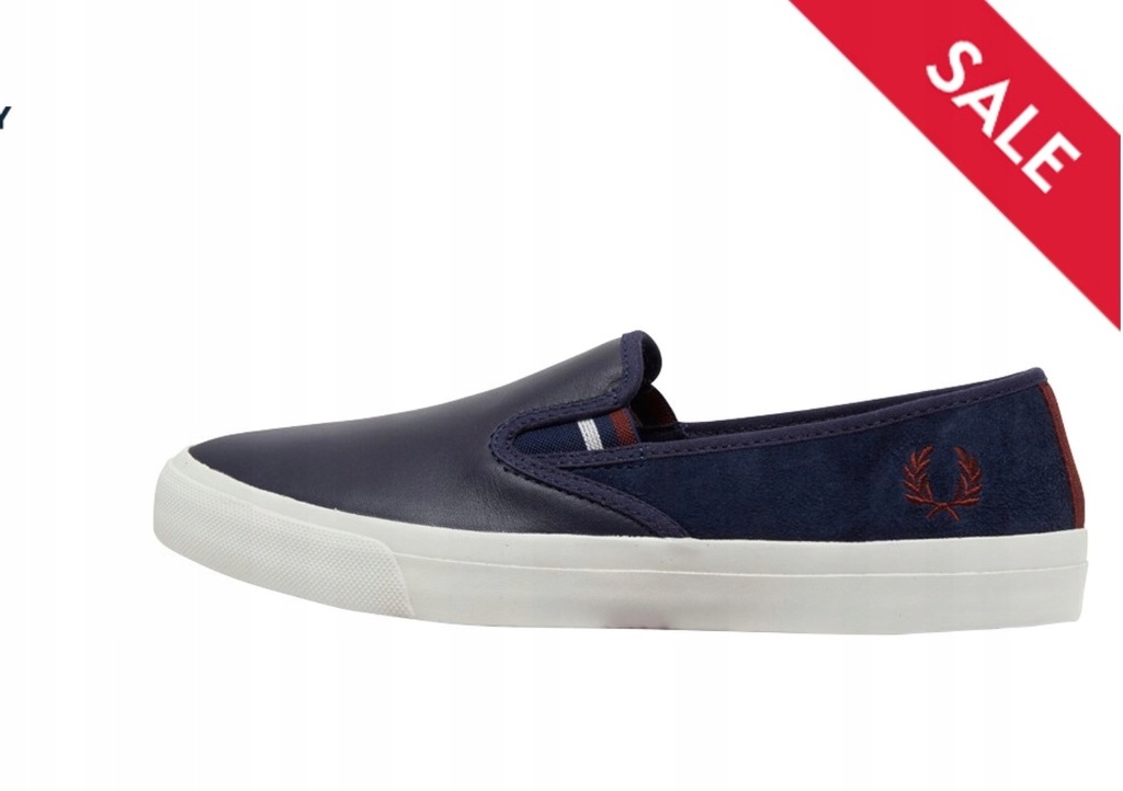 FRED PERRY TURNER LEATHER SUEDE/SLIP ON CARBON BLU