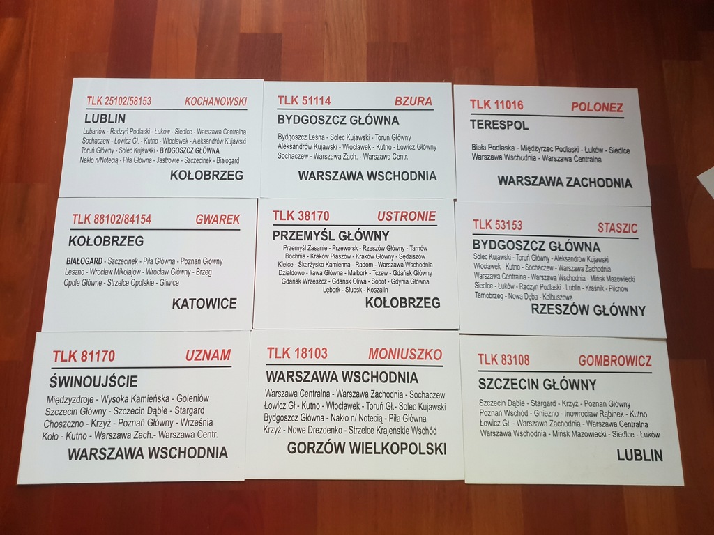 Tablice kierunkowe - relacyjne PKP Intercity