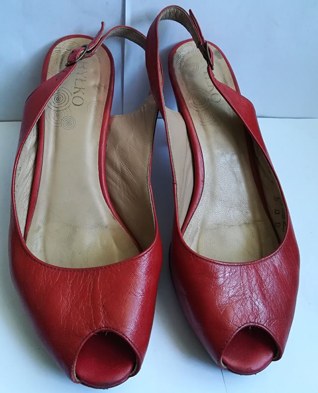 Czółenka RYŁKO buty damskie 38 czerwone sandały