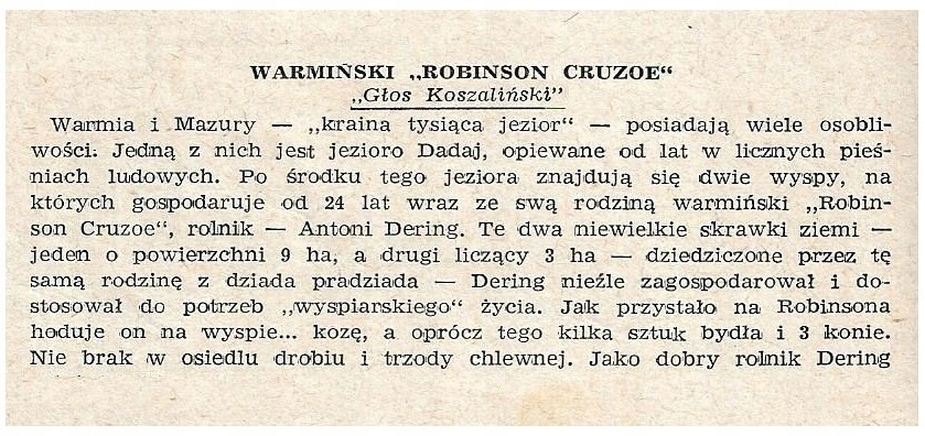 DADAJ WYSPA ANTONI DERING JEZIORO k. WILIMY