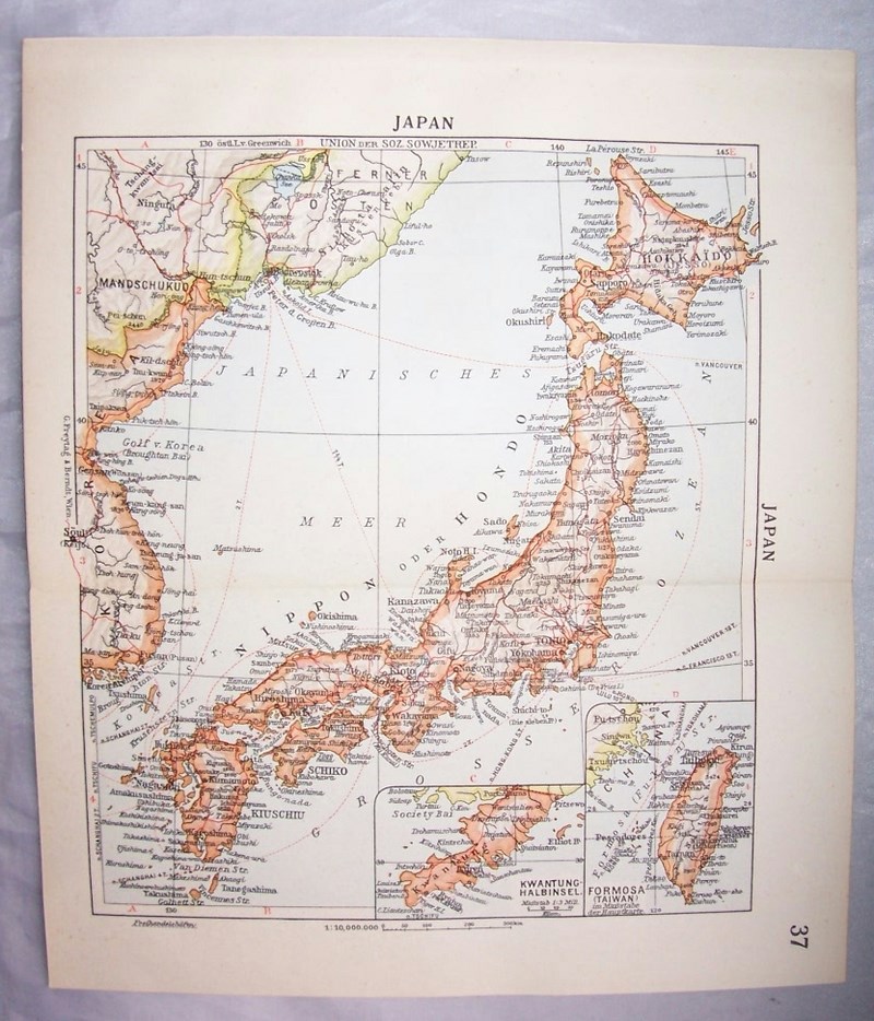 JAPONIA, AFRYKA. MAPA 1939.