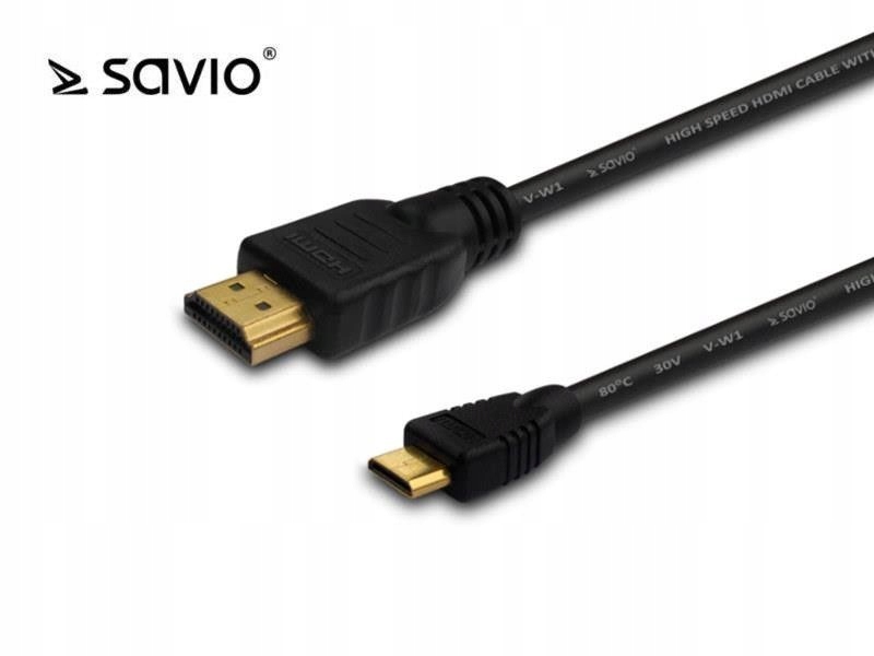 SAVIO CL-09 KABEL HDMI-miniHDMI czarny, złote końc