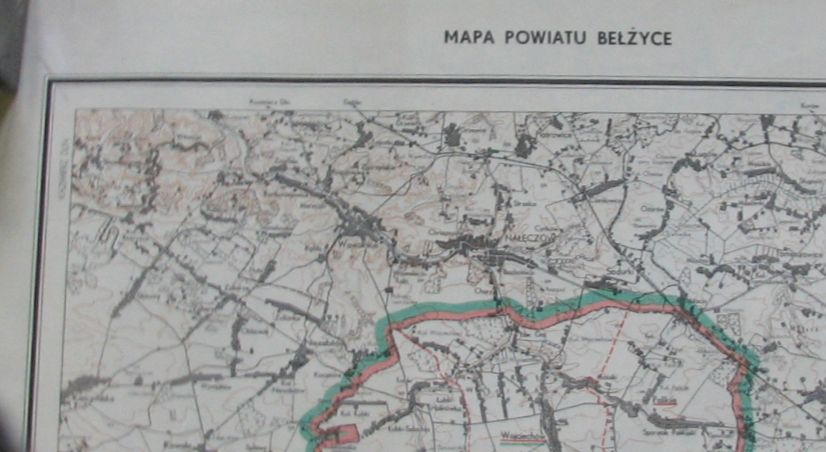 MAPA POWIATU BEŁŻYCE ,1970