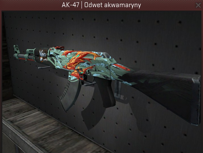 CS:GO SKIN AK-47 ODWET AKWAMARYNY FT 3/5 + NAKLEJK