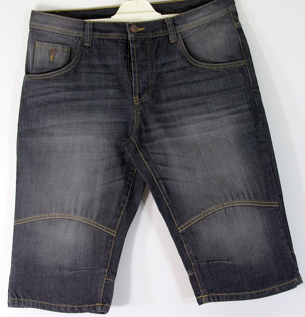 Spodnie męskie jeans do kolan czarne Bawełna R 32