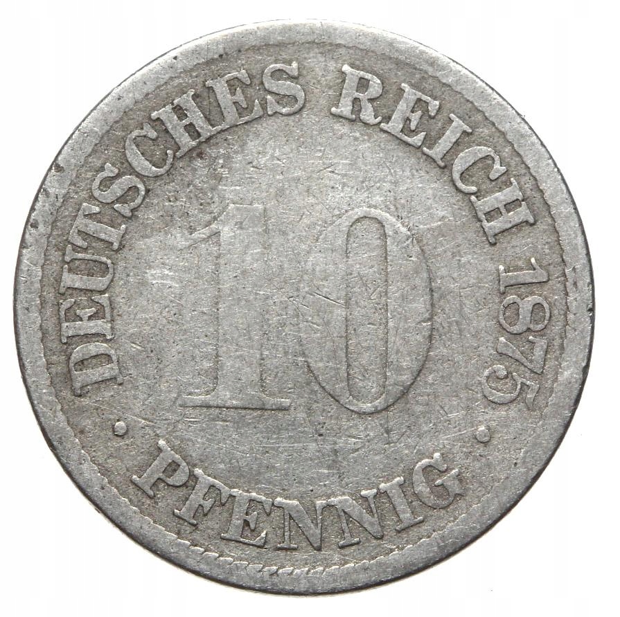 Niemcy - moneta - 10 Pfennig 1875 H - RZADKA !