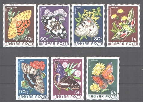 Znaczki Motyle seria kas Węgry 1974 r