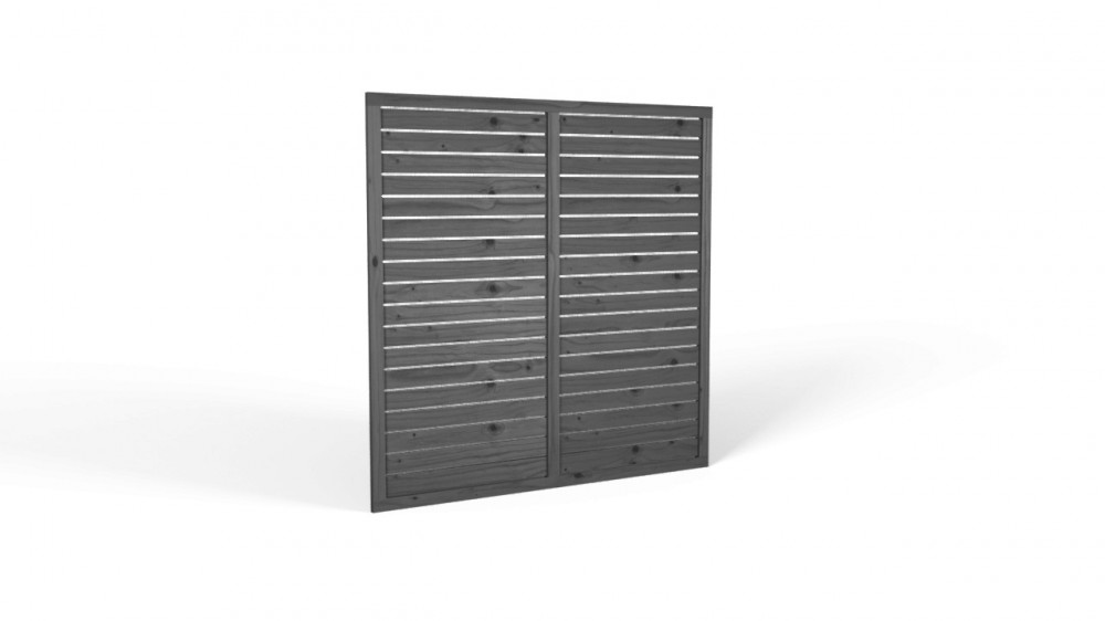 Płot drewniany deskowy w ramie 180x180x3,5 szary