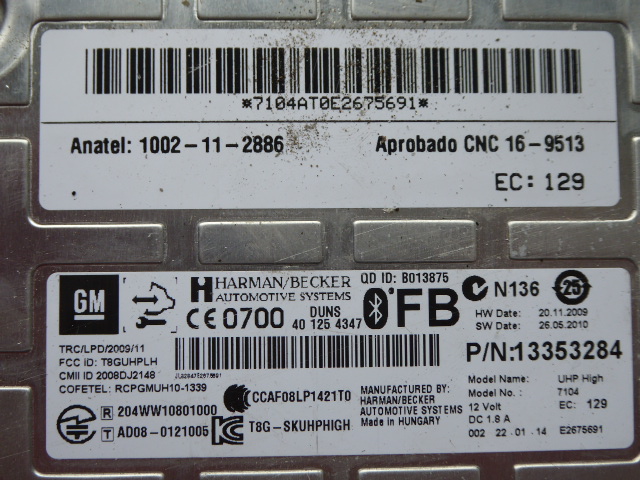 Module BLUETOOTH 13353284 OPEL ZAFIRA C
