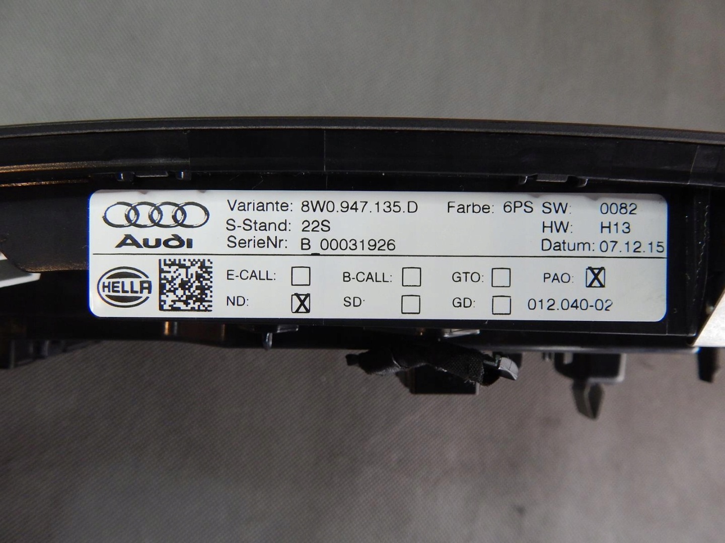 AUDI S5 F5 FANALE CIELO INTERNO 8W0947135D