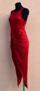 Šaty červené asymetrické zvlnenie maxi M Rukáv bez rukávov