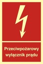 Przeciwpożarowy wyłącznik prądu znak 15x22,2 PCV