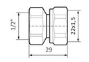 Adaptér na oceľ M22x1,5 X 1/2' GW chróm POLETTI Typ montáž